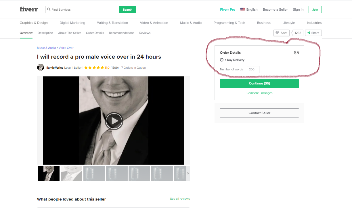 fiverr order details